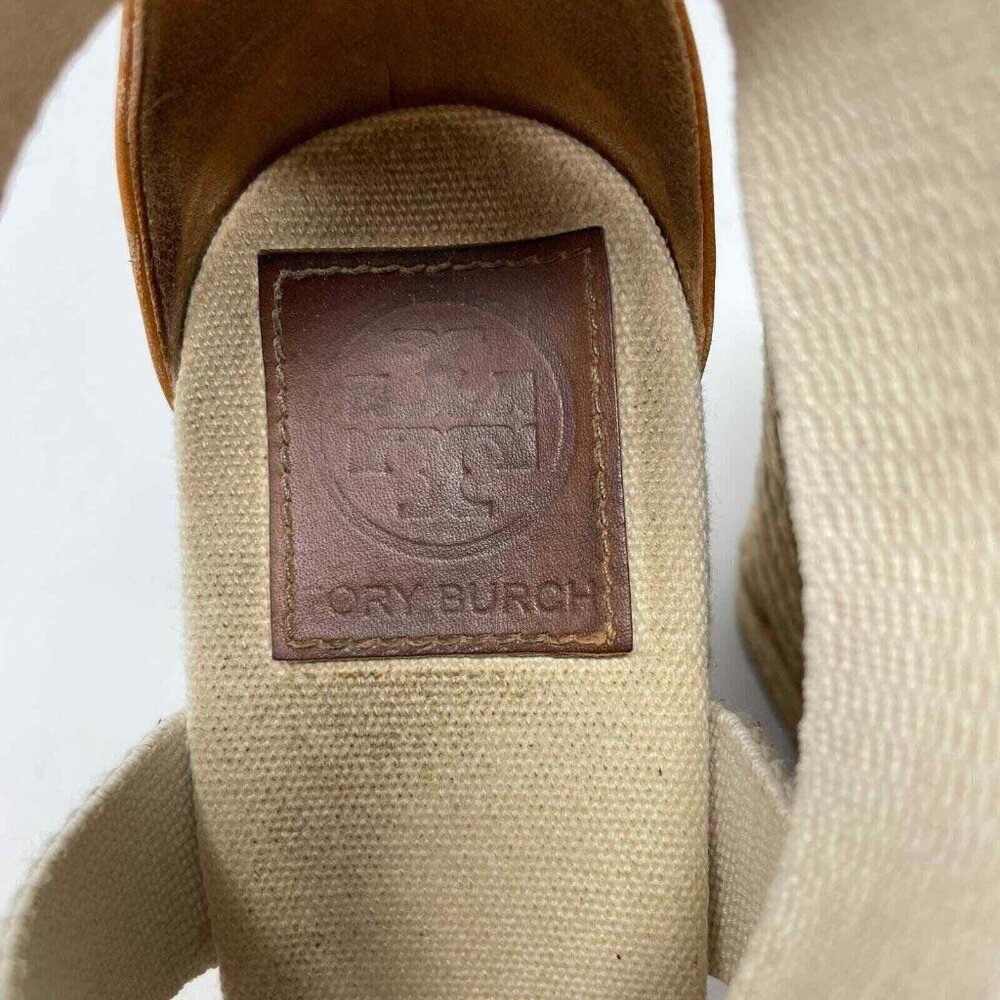 Tory Burch Adonis Crisscross Sandals Womens Size 9 Wedge Espadrilles Beige - Picture 11 of 12